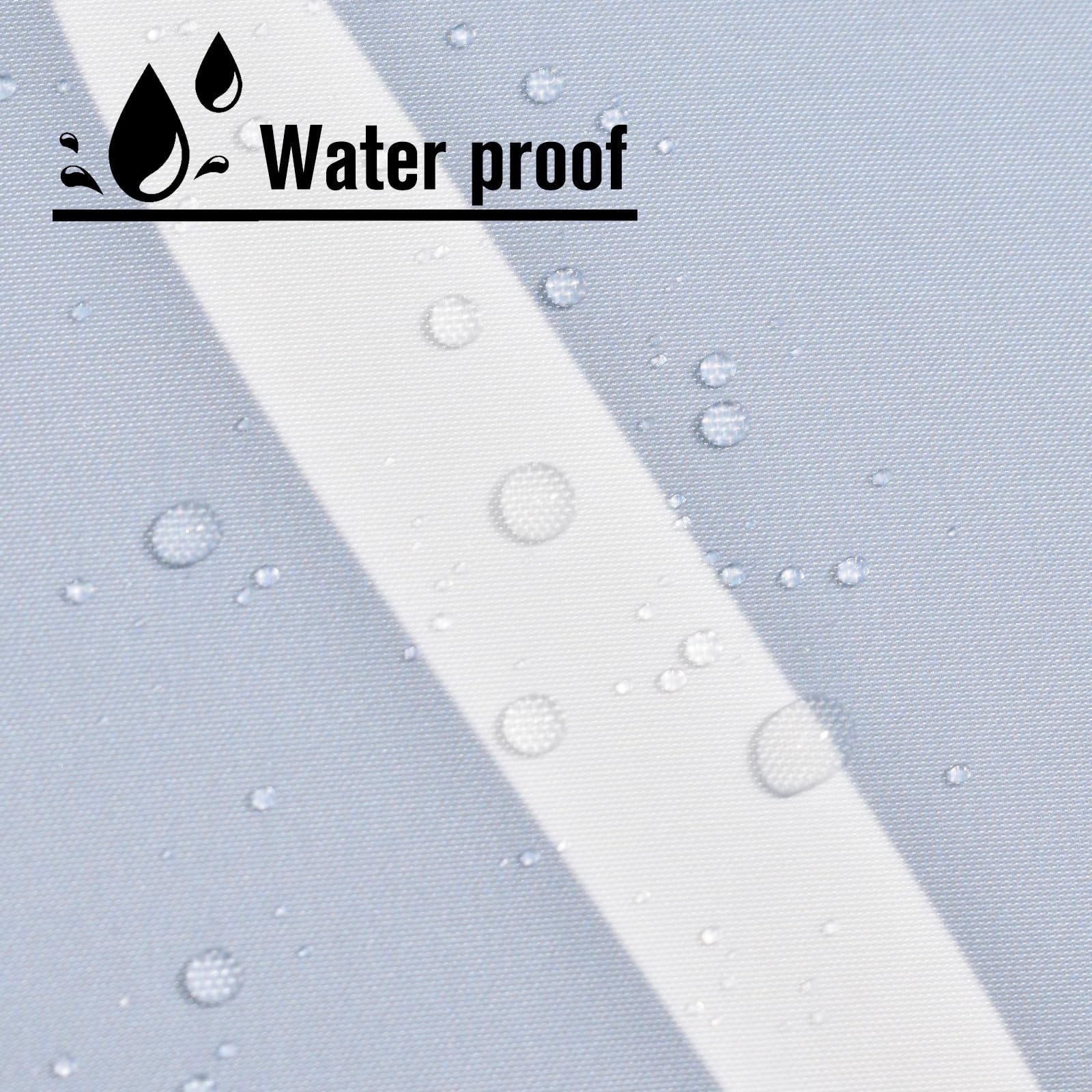 Yiatn Light Blue Hook Free Shower Curtain With Snap In Liner - Hotel Style With See Through Mesh Top Window, Modern Geometric Wa